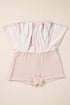 Corded Lantern Sleeve Top Ruffled Mini Skirt Two Piece Dress